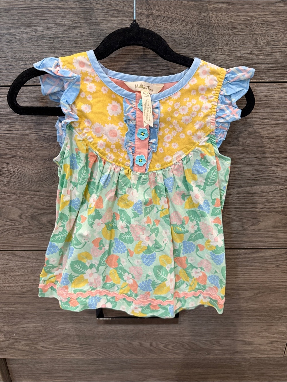 Matilda Jane Yellow & Pastel Floral Ruffle Tunic